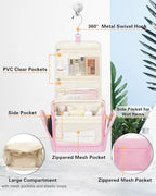Travel Hanging Toiletry Bag (Pink / Large)