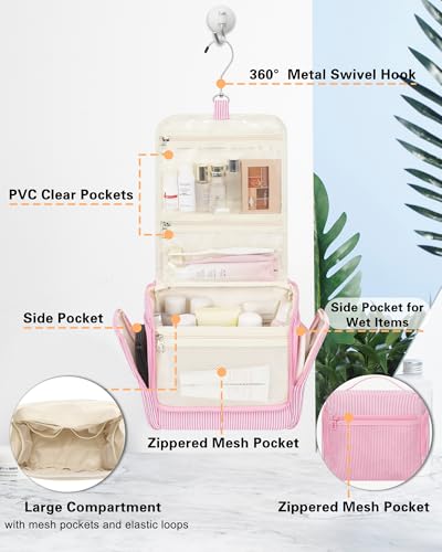 Travel Hanging Toiletry Bag (Pink / Large)