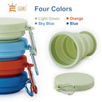 Silicone Collapsible Travel Cup Set 8 Pack Silicone Folding Camping Cup with Lids Foldable Drinking Cup Sets Portable Dishwasher Safe for Outdoor Hiking Travel Sport (8 Pack Orange-Sky Blue-Light Green-Blue)