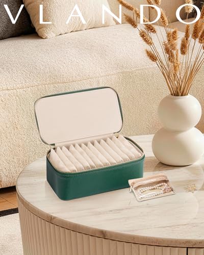 Jewelry Organizers and Storage with Clear 12 Velvet Bags (12PCS-Green)