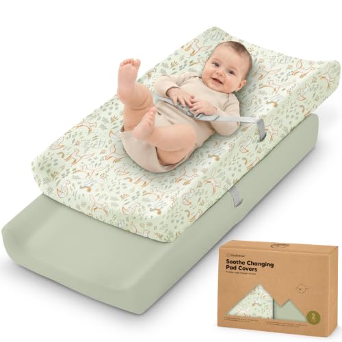 2 Pack Organic Changing Pad Covers for Girl (Foxtrot / 100% Cotton)