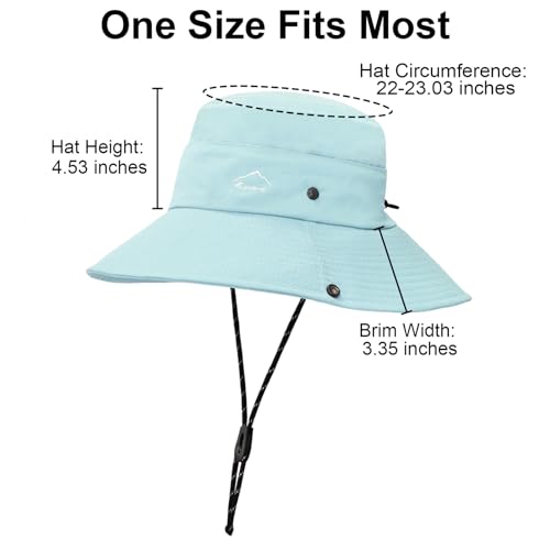 Sun Hats for Women Bucket Hat UV Protection Fishing Hat Wide Brim Safari Hats 2 in 1 Zip (1pack-light Blue)