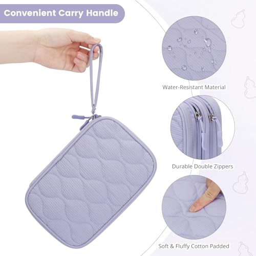 Tech Pouch Lightweight Electronics Organizer Travel Case (Gourd Pattern-Purple / L)