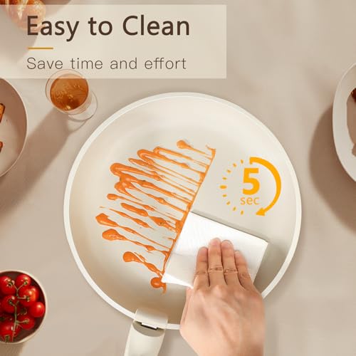 21PCS Pots and Pans Set Nonstick Cookware Set with Detachable Handle (Cream White / 21PCS-Big Size)
