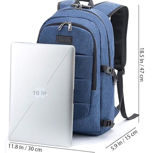 Travel Laptop Backpack Water Resistant Anti (Standard 17.3inch / Blue)