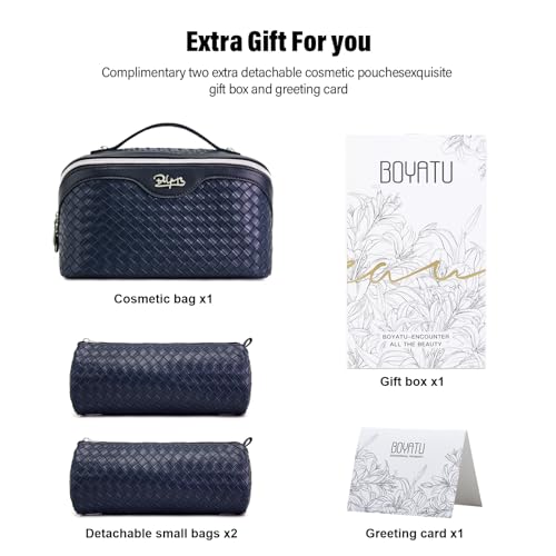 Travel Makeup Bag Cosmetic Bags for Women (L34 Dark Blue)