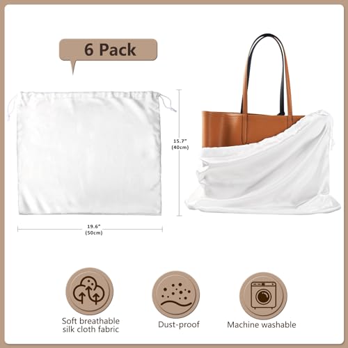 6 Pack 19.6 x 15.7 in Dust Bags for Purses and Handbags (19.6x15.7 inch (silk bags))