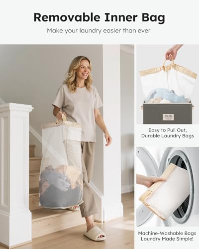 100L Laundry Hamper with Lid (Cement / 100L)