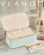 Jewelry Travel Organizer with Clear 12 Velvet Bags (12PCS-Mint Green)