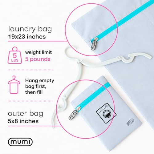 Smell Proof Travel Laundry Bag with Folding Hanger (Aqua)