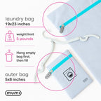 Smell Proof Travel Laundry Bag with Folding Hanger (Aqua)