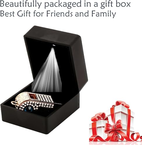Blinged Rhinestone Whistle for Coaches with Metal Chain (White)