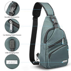 Crossbody Hiking Casual Sling Bag For Men Women Travel Camping Chest Backpack Daypack (Green / Large)