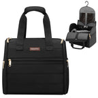 Wig Storage Bag Holds 3 Wigs Hair Tools Travel Bag Full (Black / 12.6*11.02*11.61inch)