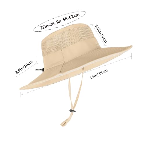 Sun Hats for Men Women Fishing Hat UPF 50+ Breathable Wide Brim Summer UV Protection Hat (1pack-beige)