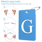 2 Pack Initial Luggage Tags for Suitcases Airplane Travel Essentials (Large G / Blue)