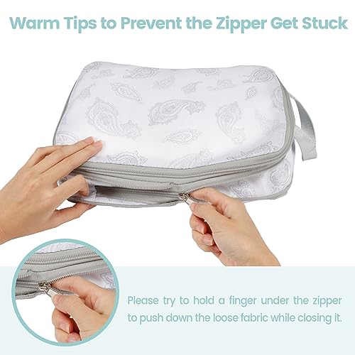 Compression Packing Cubes for Travel (01 White Teardrop-shaped Texture / 4-Piece Set)