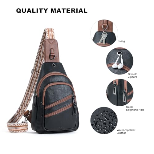 7L Crossboydy Sling Bag for Women Vegan Leather Crossbody Purse Fanny Pack Chest Bag for Travel (7L / 7l-black Brown)