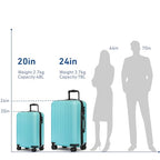 Carry on luggage 22x14x9 Airline Approved Suitcase (Mint Green / 20" Carry On)
