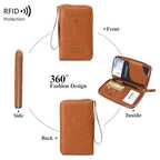 Multi Function RFID Travel Passport Wallet with Phone Pocket (Pink)