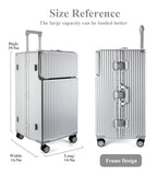 Super Large Aluminum Frame Zipperless Checked Luggage Front Pocket (B2-Silver / 30in)