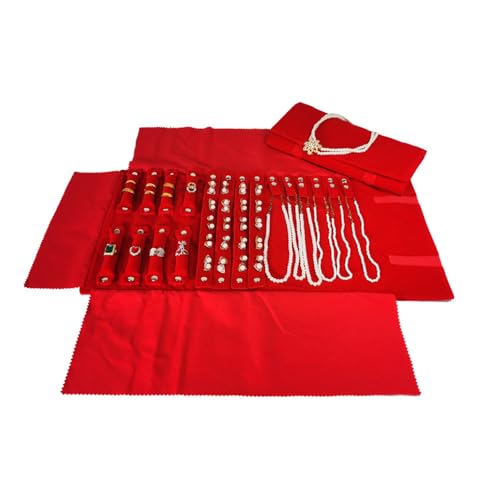 Travel Jewelry Case (Red(4 Earring+6 Necklace+8 Ring))