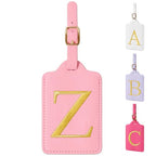 Personalized Initial Luggage Tags for Suitcase (Pink Leather,glod Letter / Z)