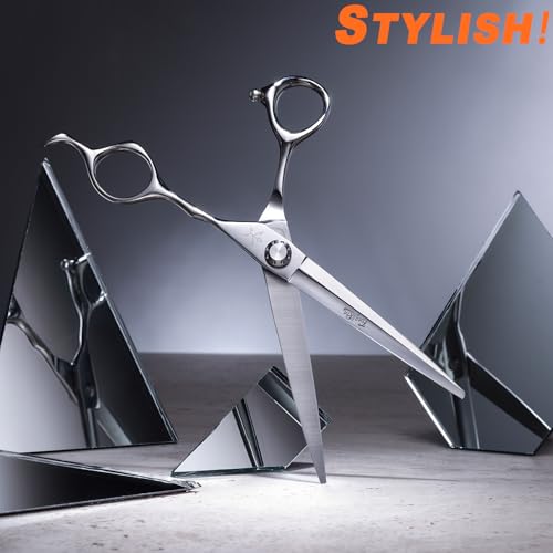 High end Professional Extremely Very Sharp Barber Hair Cutting Scissors Hairdresser Shears For Hair 6.5 Inch Haircut Scissor Made Of Stainless Steel Alloy For Hairdressing Salon and Home Use (Sword Shears / 6.5 Inch)