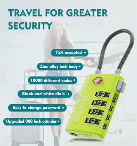 TSA Approved Luggage Locks with Search Alert Indicator (Grass Green)