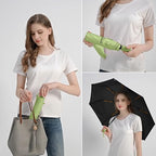 Small Compact Travel Umbrella with UV Protection for Sun & Rain (K-2 Pack Macha Green & Black)