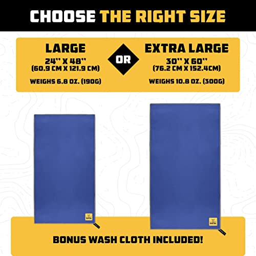 Microfiber Camping Towel (Royal Blue / X-Large (30x60) + Washcloth (12x24))