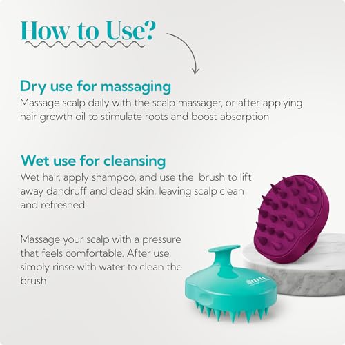 2 Pack Large Scalp Massager Scrubber Shampoo Brush for Hair Growth (Green & Purple)