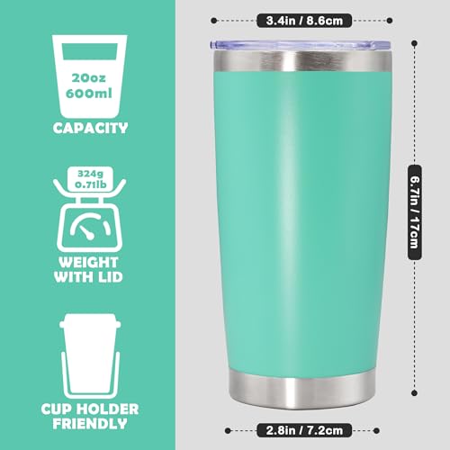 20oz Tumbler Stainless Steel Tumbler Coffee Tumbler with Lid Light Blue (Light Blue)