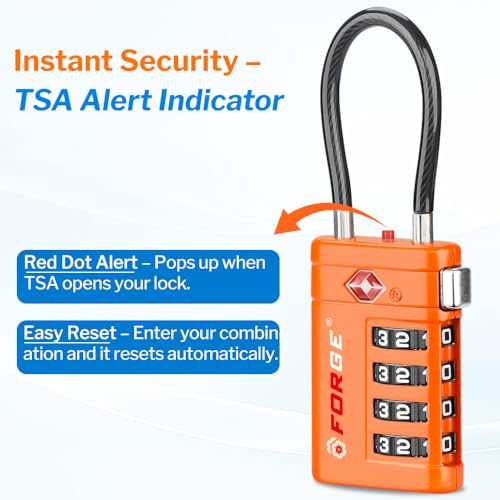 Open Alert TSA Approved Luggage Locks (Orange 4 PK)