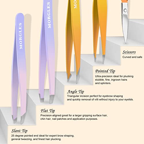 Tweezers Set 9 Pcs Colorful Nail Clipper Kit with Case for Grooming (A-multicolored)