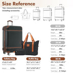 Suitcase Set 28 IN Expandable Luggage with TSA Lock Spinner Wheels (Vintage Luggage / Black(28+bags))