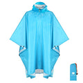 Hooded Rain Poncho for Adult Waterproof Lightweight Raincoat (X Blue)