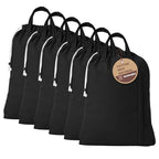 LFH Home Large Premium Cotton Rich Canvas Laundry Bag with Drawstring and Handles Heavy Duty (28”x40” (Pack of 6) / Black)