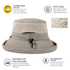 UVCoolix UPF 50+ Wide Brim Ponytail Sun Hat (Medium / Grey)