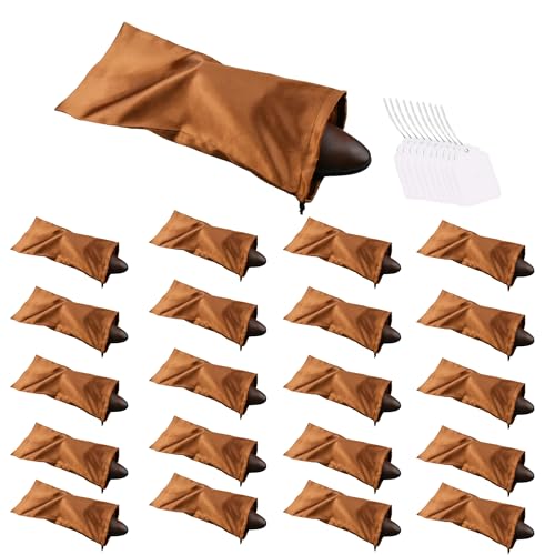 20 Pack Satin Shoe Bags for Travel (Brown-20 Pack)