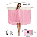 Adult Rain Poncho Waterproof Hooded Zipper Raincoat with Pockets (One Size / A-pink-white)