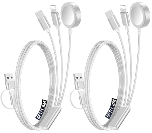 2Pack Travel Essentials for Apple Watch Charger (White / 2Pack-6 FT)