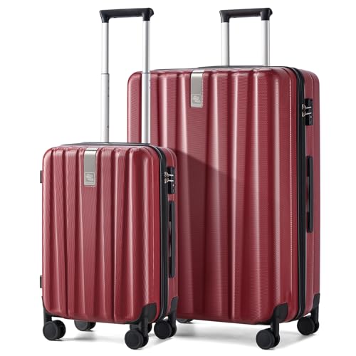 Luggage Sets 2 piece Carry On Luggage with Wheels PC Hard Shell Suitcases Lightweight Checked Travel Luggage Large Travel Suitcase Woman Men 20 (2 Pc Set (20/29) / Burgundy)