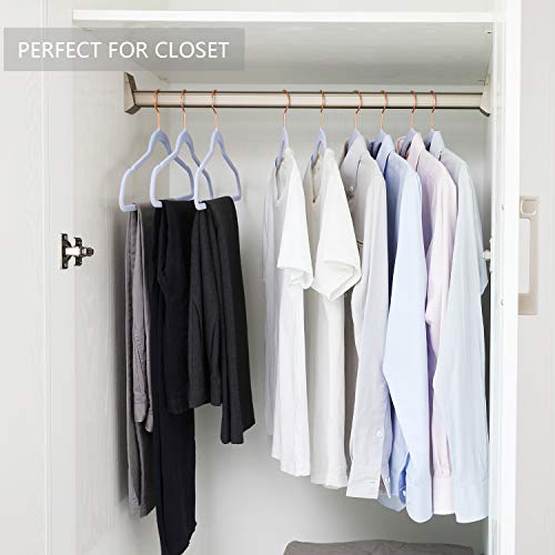 Velvet Hangers 50 Pack Non Slip Heavy Duty Light Blue Rose Gold Hooks (Light Blue/Rose Gold / 50-Pack)