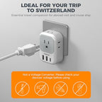 Switzerland Travel Plug Adapter (White grey-Type J)