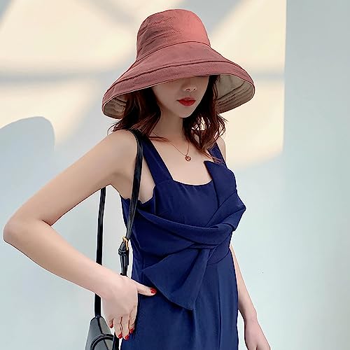 Women Summer Wide Brim Sun Hat Bucket Fishing Hats UV Protection (One Size / Lant001-jiaotang)