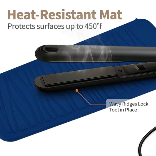 Silicone Heat Resistant Travel Mat Pouch for Hair Styling Tools (1 Pack / Navyblue)