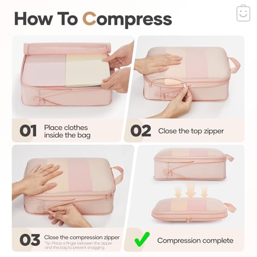 11 Pack Compression Seting Cubes for Travel Essentials (Beige / 11 set)