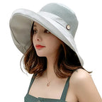 Women Summer Wide Brim Sun Hat Bucket Fishing Hats UV Protection (One Size / B4-fyu001-lightgray)