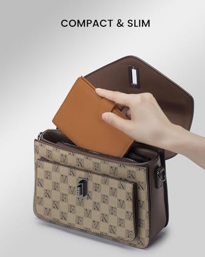 RFID Passport Holder Travel Wallet Compact for Women (Bright Brown)